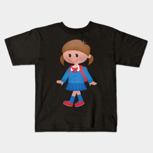 School Girl Kawaii Cute Blue Uniform Kids T-Shirt